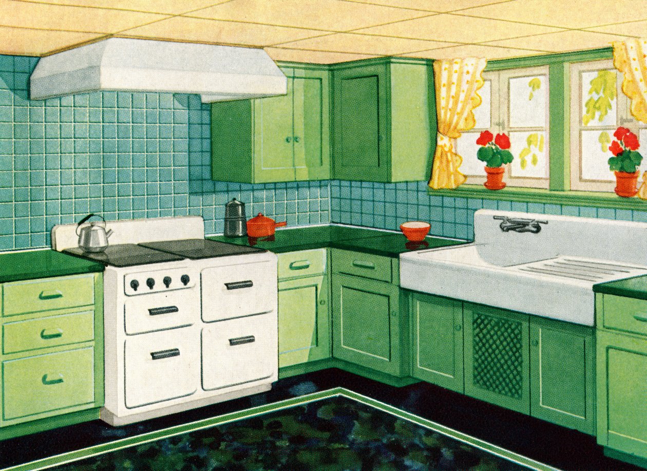 Cozinha americana ideal dos anos 30 de American School