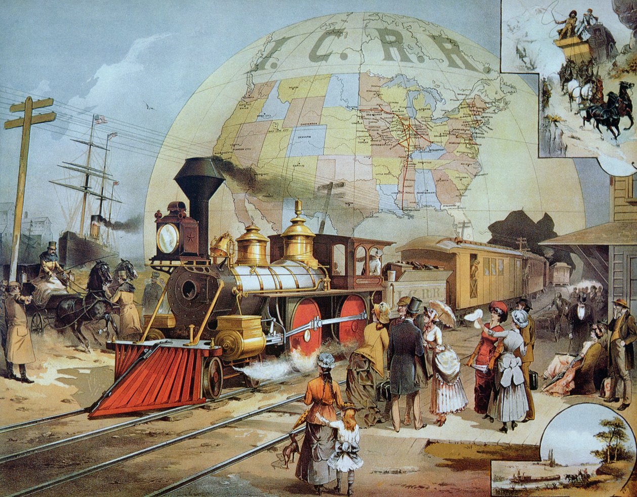 Illinois Central Railroad, c.1886 (cor litho) de American School