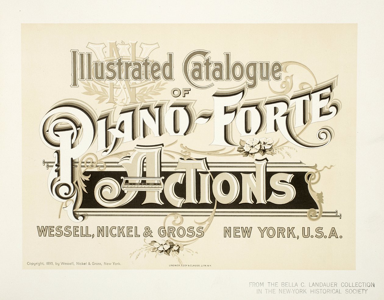 Catálogo Ilustrado de Ações Piano-Forte, Wessell, Nickel & Gross Co. - capa, 1893 de American School