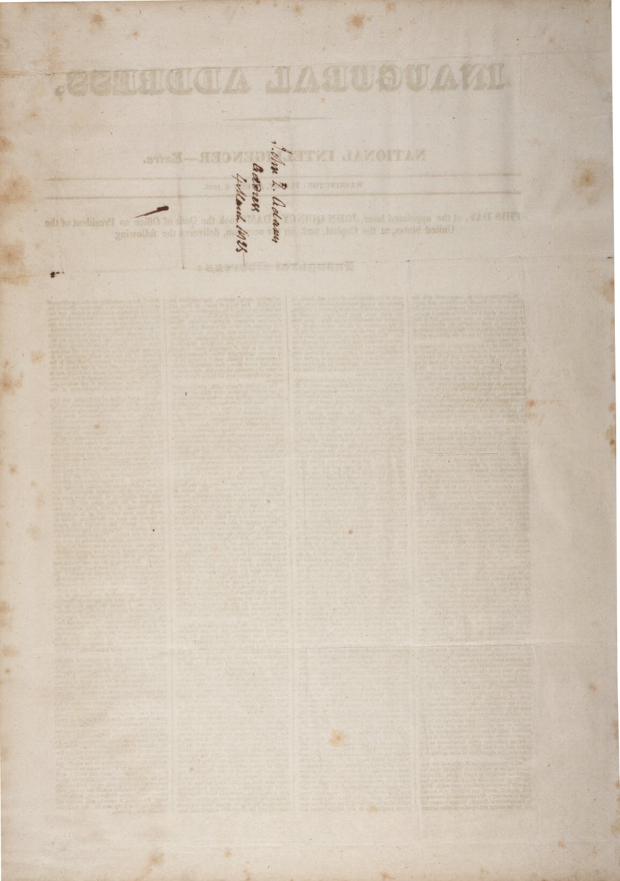 Discurso inaugural de John Quincy Adams, 4 de março de 1825 (ver também GLC 696059) de American School