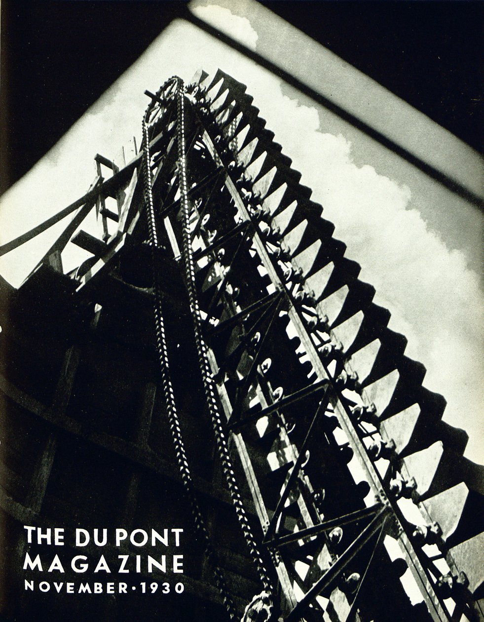 Maquinaria industrial, capa da revista DuPont, novembro de 1930 de American School