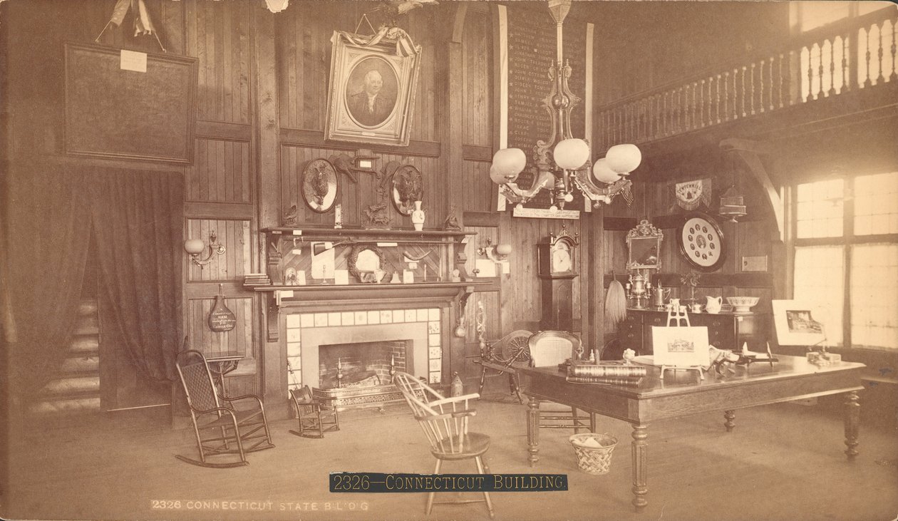 Interior do edifício do estado de Connecticut (impressão do albumen de prata) de American School