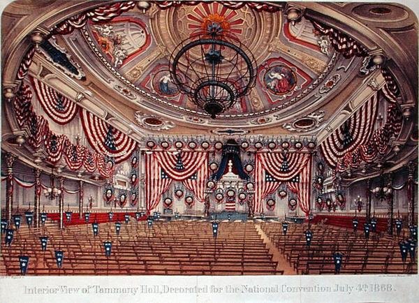 Vista interior do Salão Tammany, decorado para a Convenção Nacional no dia 4 de Julho de American School