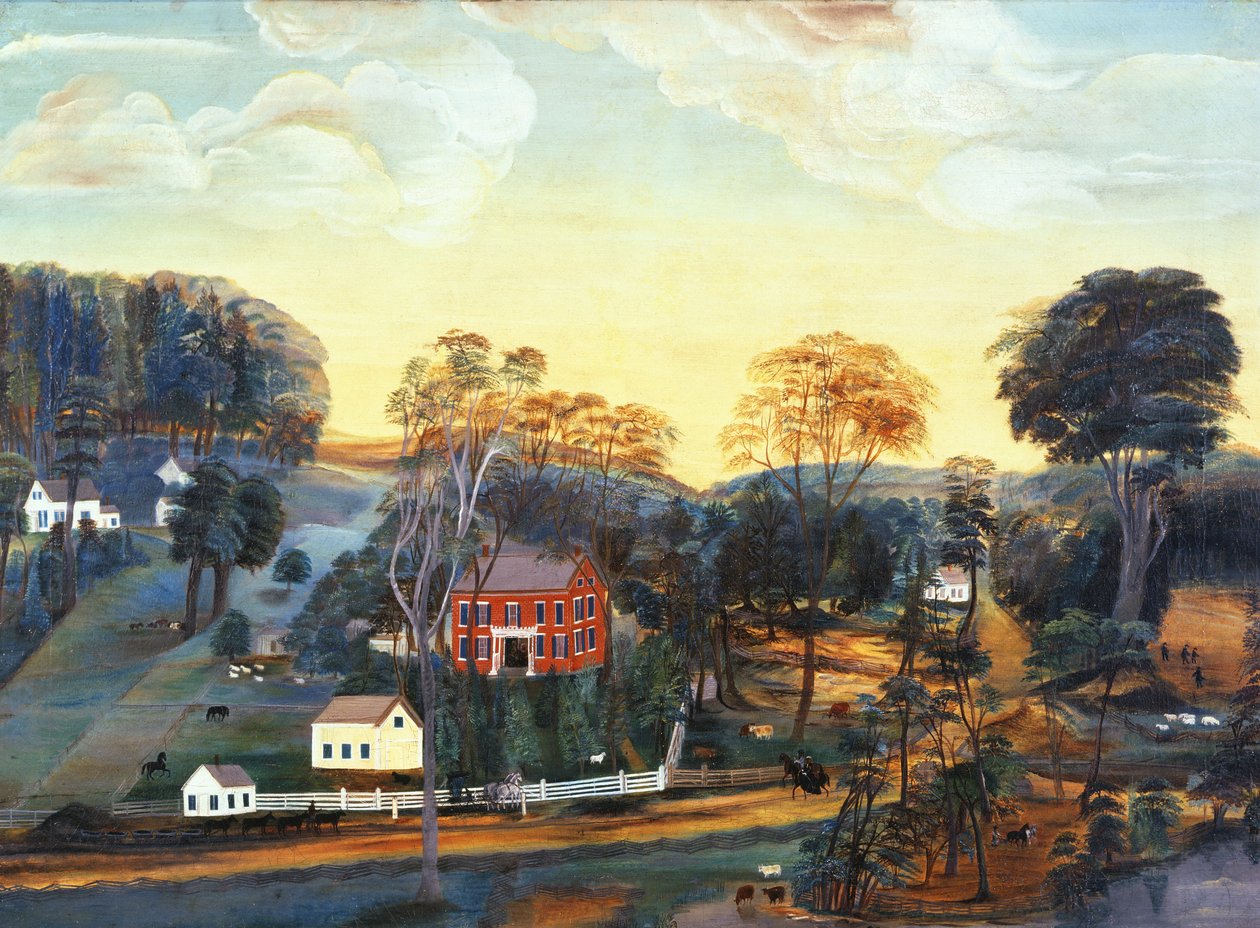 Isaac Powers Farm and Mine, c.1800 (óleo sobre tela) de American School