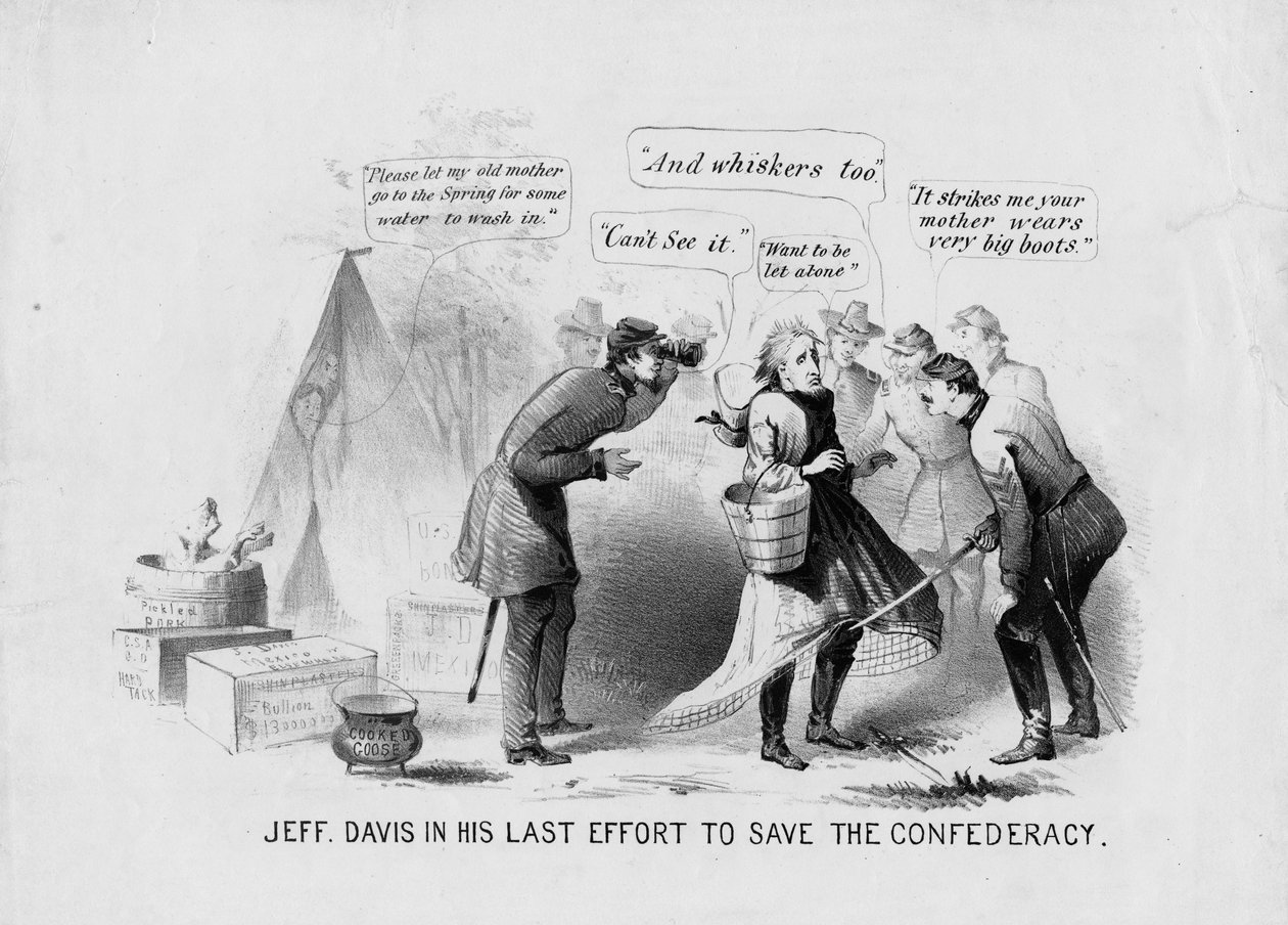 Jeff Davis em seu último esforço para salvar a Confederação, c.1865 de American School