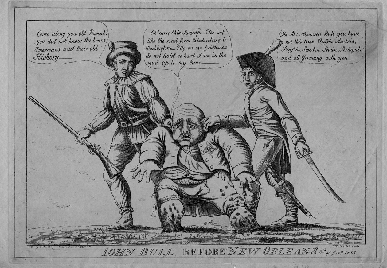 John Bull antes de Nova Orleans, 1815 de American School