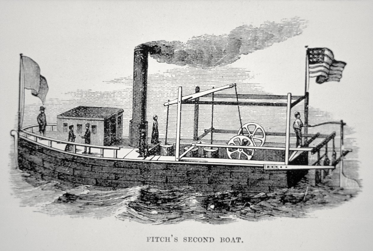 Segundo barco a vapor de John Fitch (1743-98) de American School