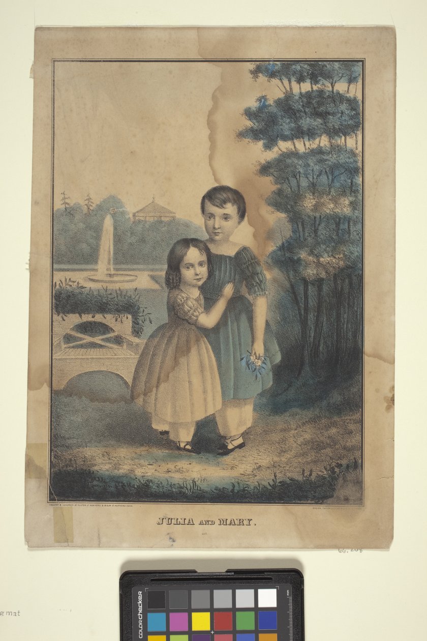 Julia e Maria (litografia colorida à mão) de American School