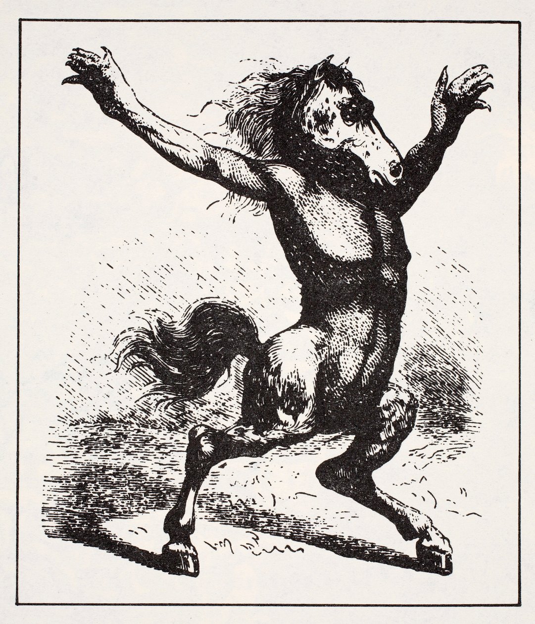 Kelpie Water Demon, do Guia Mundial para Gnomos, Fadas, Elfos e Outros Pequenos por Thomas Keightley (1789-1872) Publicado em 1880, (gravura BW) de American School