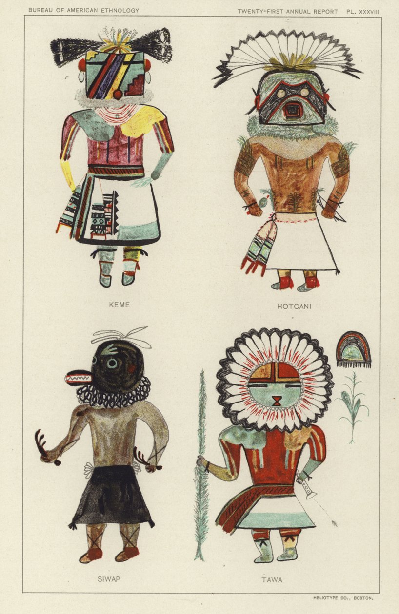 Keme, Hotcani, Siwap, Tawa (litografia a cores) de American School