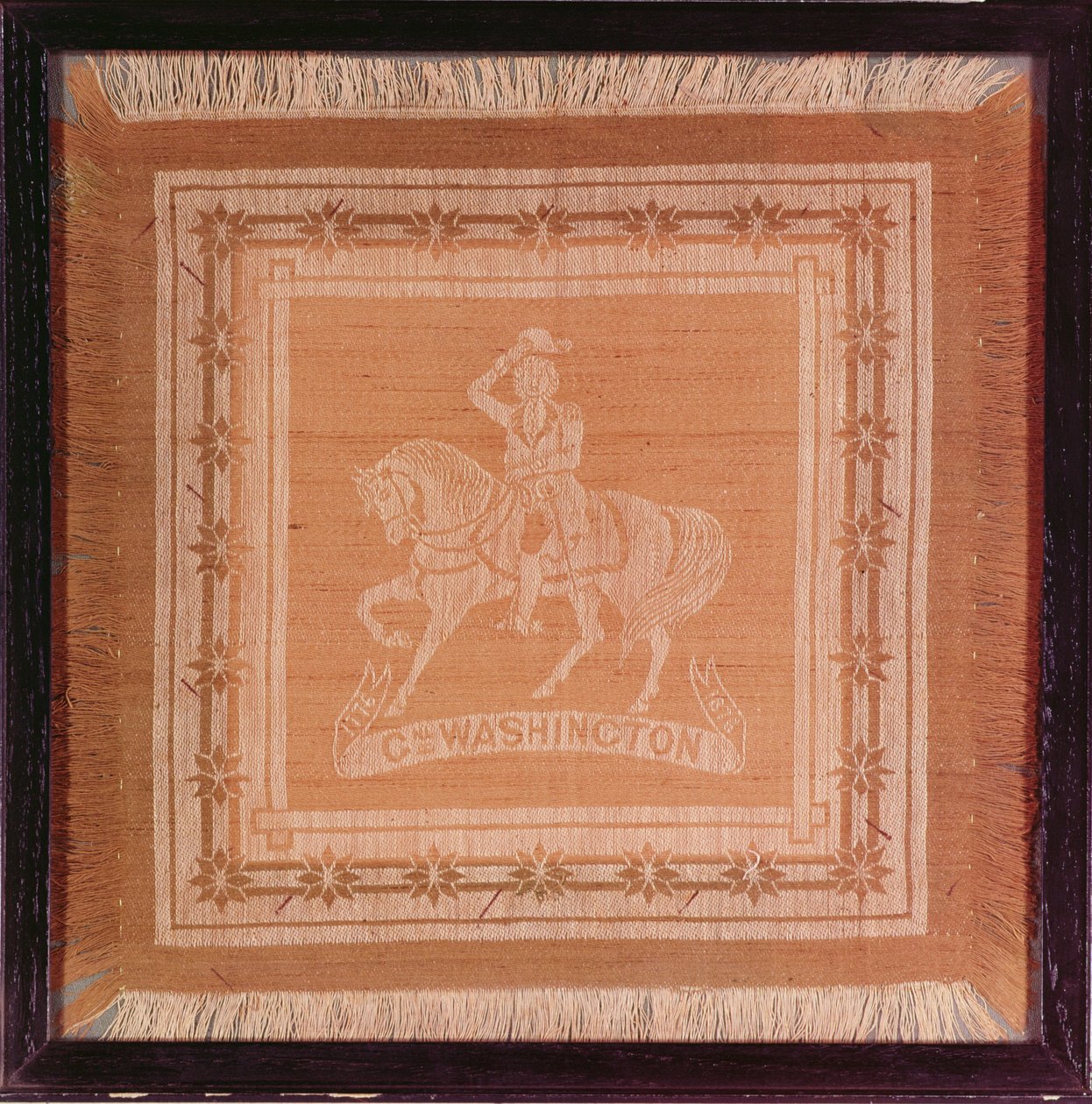 Lenço representando George Washington (1732-99) a cavalo, 1876 (seda e algodão) de American School