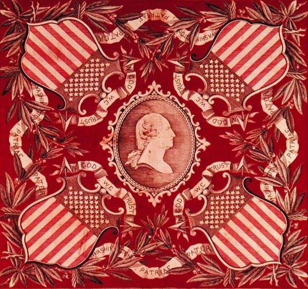 Kerchief com retrato de perfil medalhão de George Washington de American School