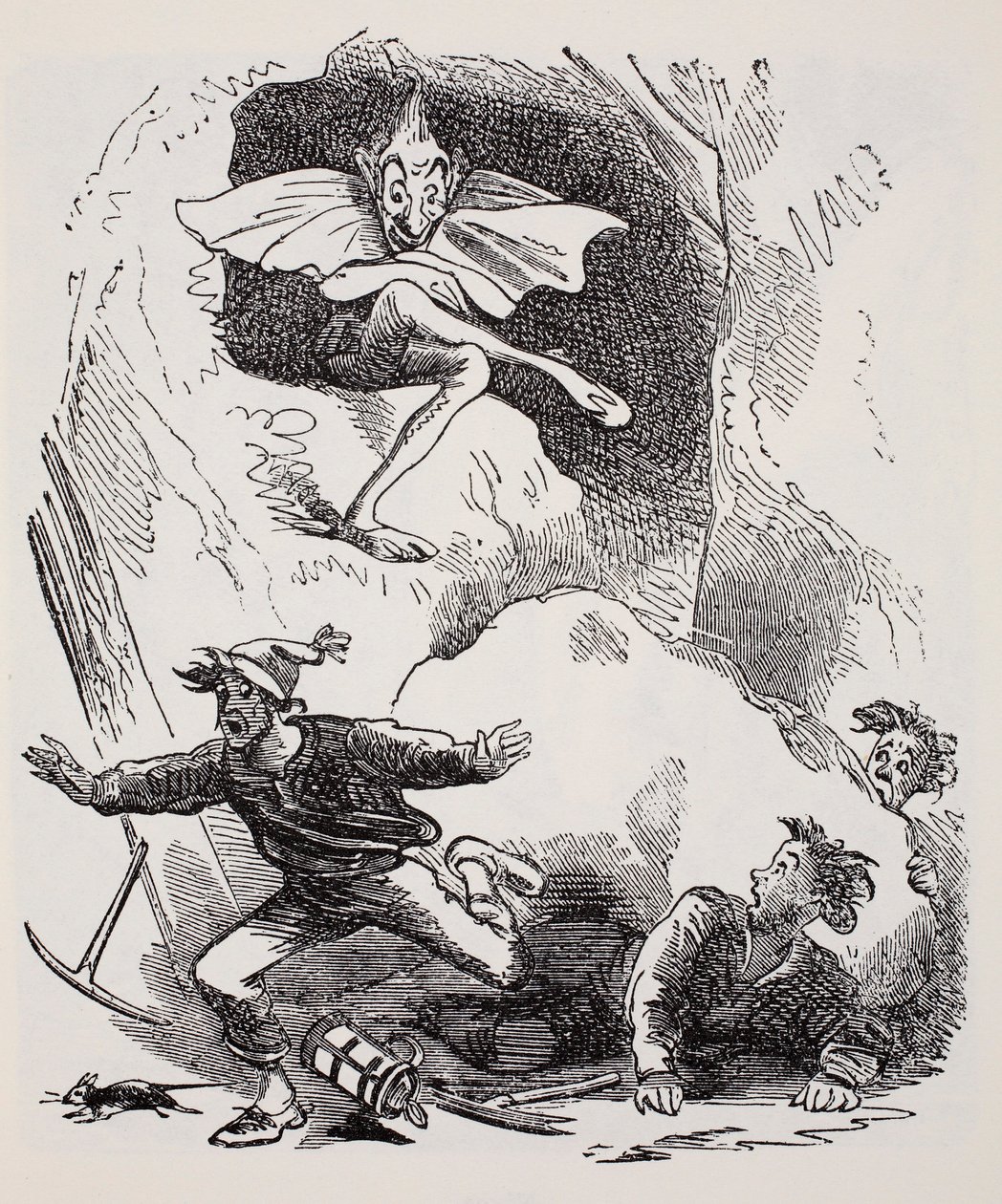 Kobolds, do guia do mundo aos gnomos, fadas, duendes e outras pessoas pequenas por Thomas Keightley (1789-1872) publicou 1880, (gravura de BW) de American School