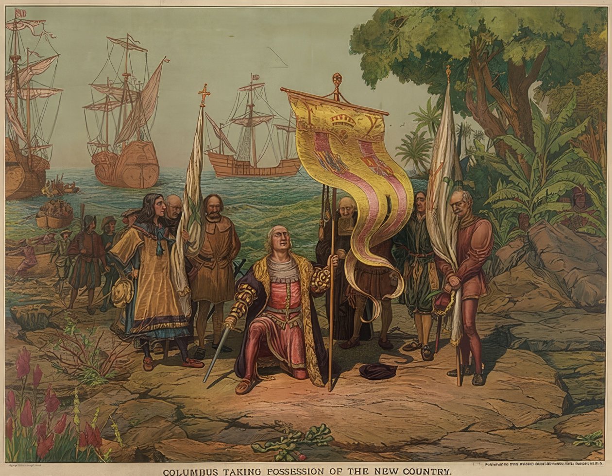 Columbus pousa na ilha de San Salvador em 12 de outubro de 1492. 1893 de American School