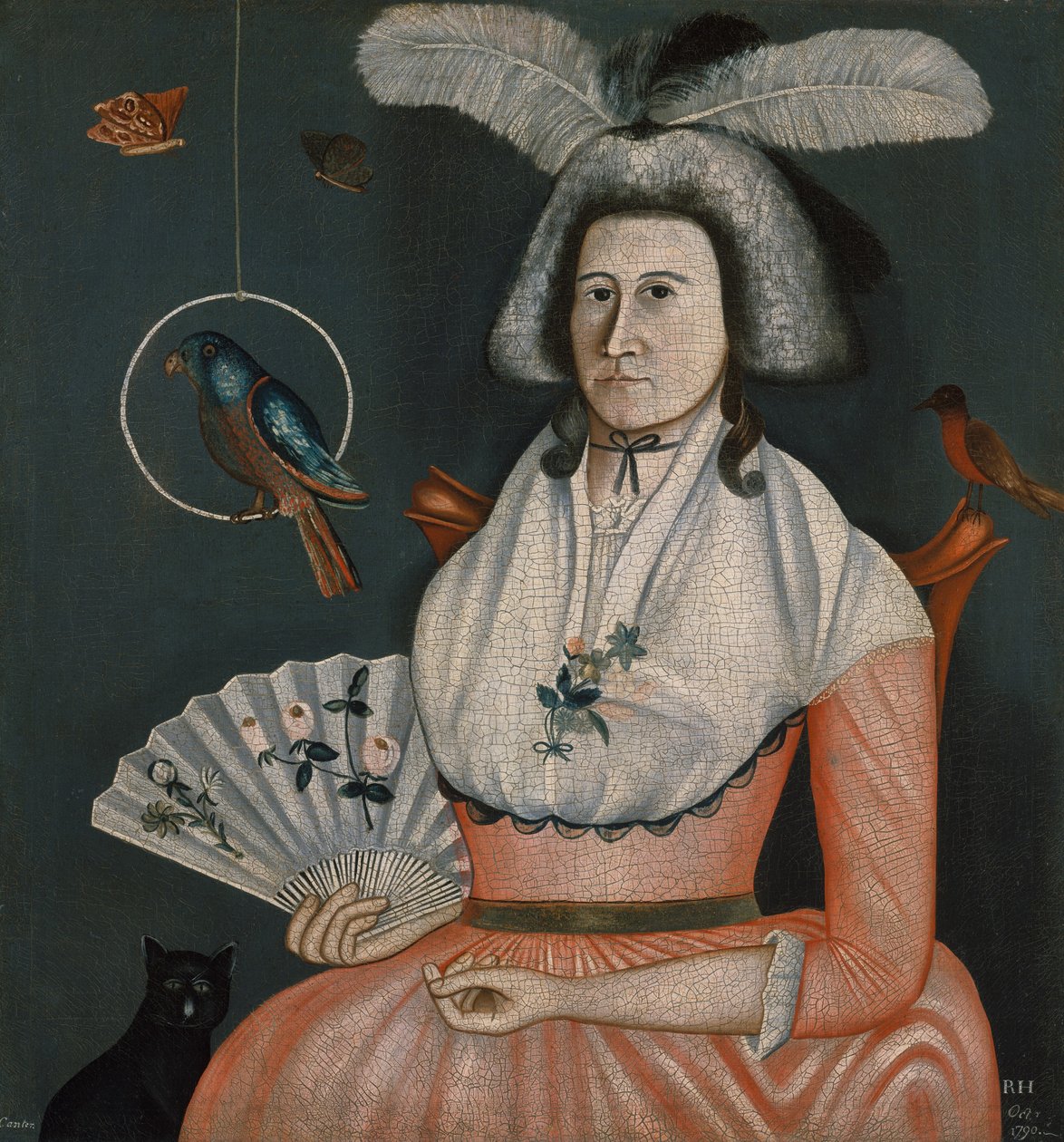Senhora com seus animais de estimação de American School