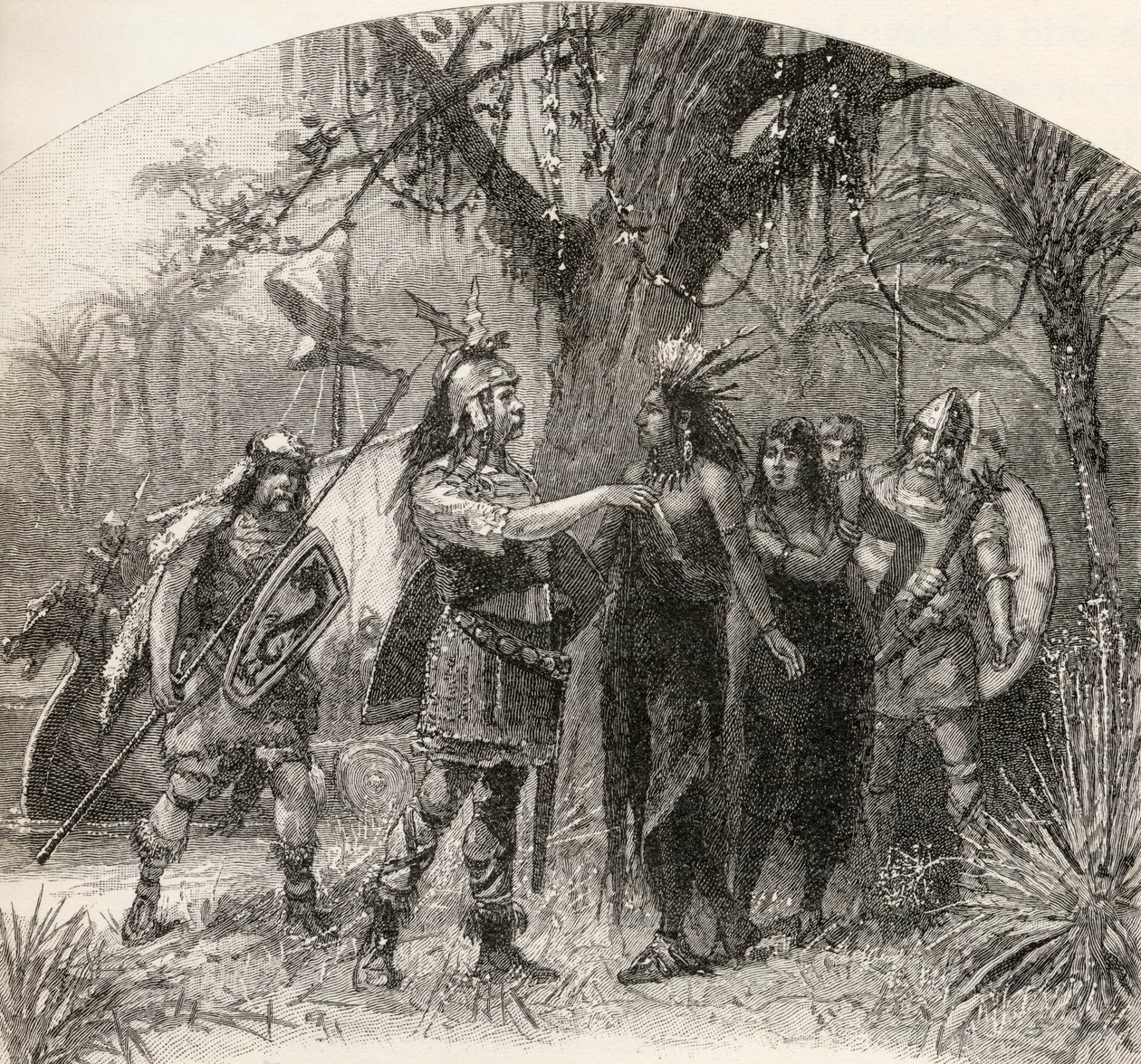 Desembarque dos nórdicos, de "Uma Breve História dos Estados Unidos", publicado pela AS Barnes und Co. em 1885 de American School