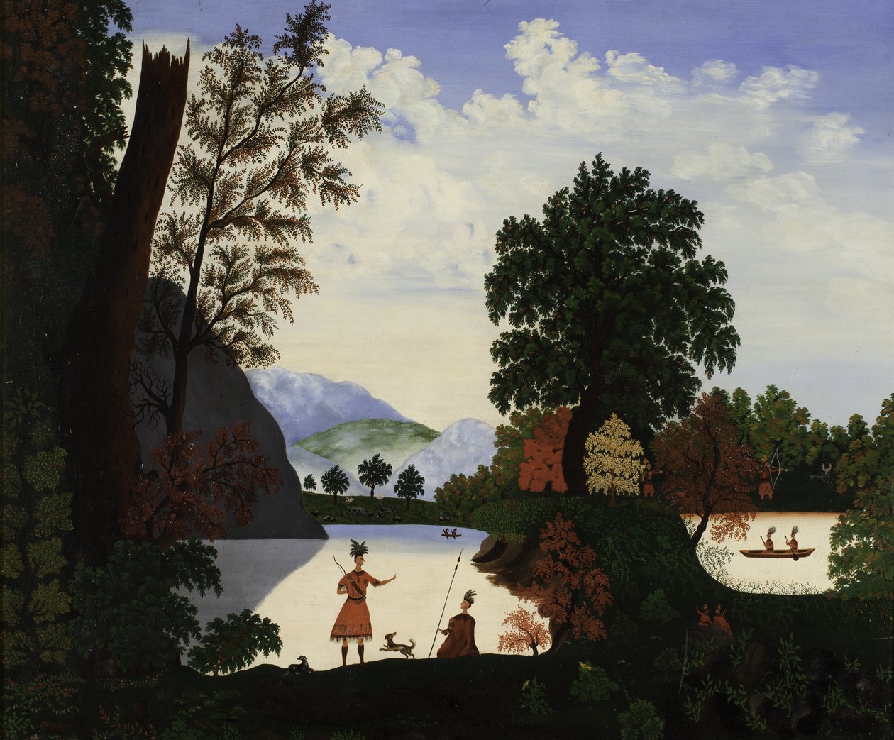 Paisagem com índios, 1880 de American School