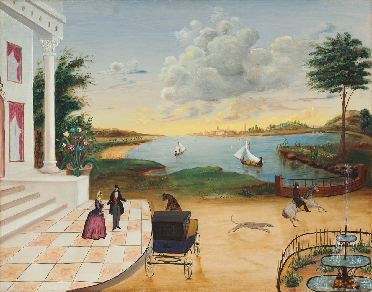 Deixando a mansão, c.1850-55 de American School