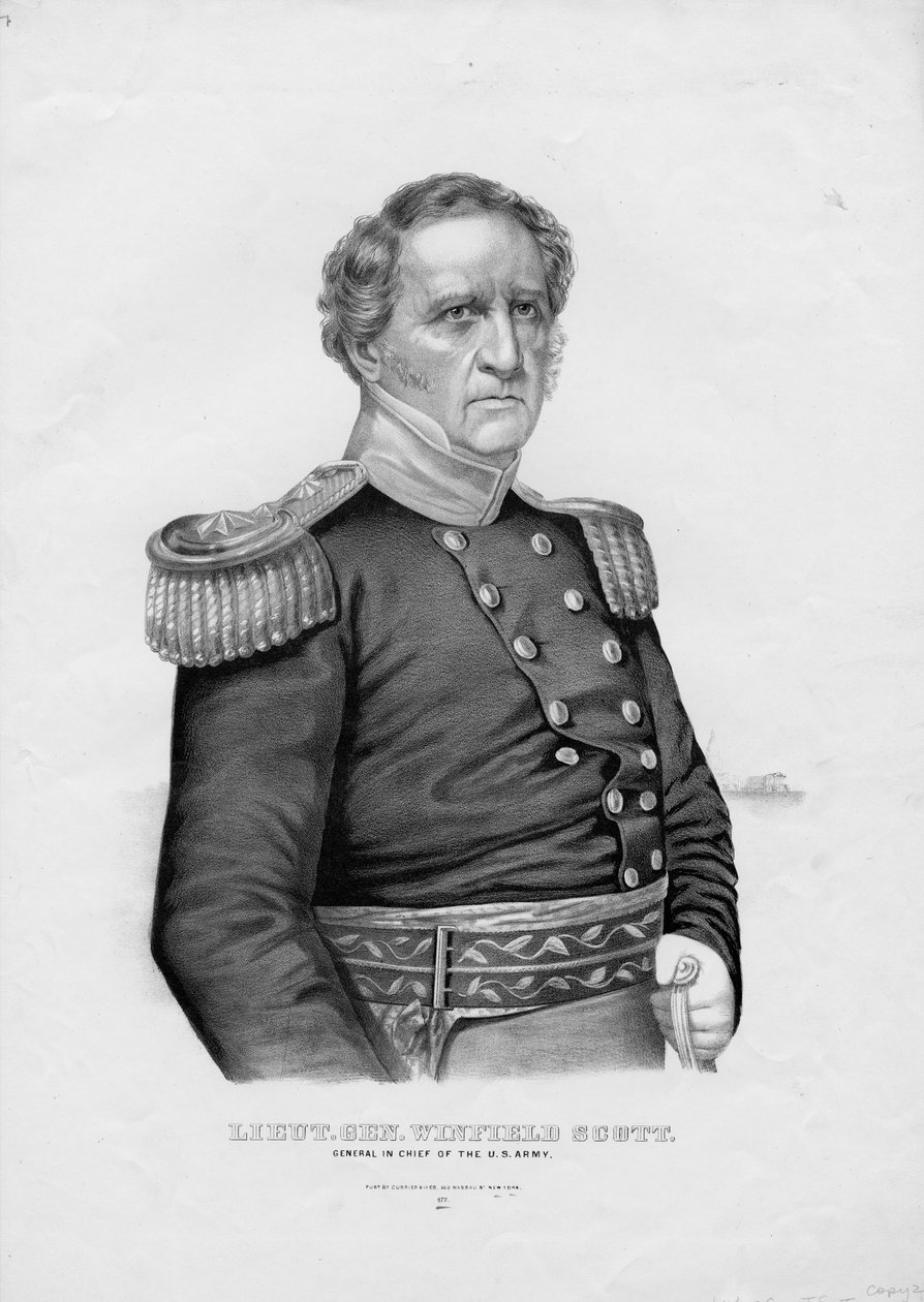 Tenente Gen. Winfield Scott, general em chefe do Exército dos EUA, pub. por Currier & Ives, c.1860 de American School