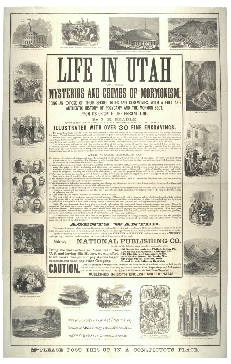 A vida em Utah ou os mistérios e crimes do mormonismo; sendo uma exposição de seus ritos e cerimônias secretas, c.1870 de American School