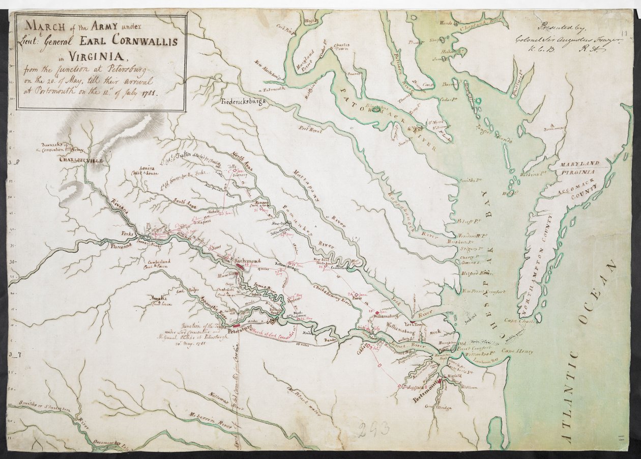 MARCHA do EXÉRCITO sob o comando do Tenente-General EARL CORNWALLIS na VIRGÍNIA, desde a JUNÇÃO em Petersburgo, em 20 de maio, até à sua chegada a Portsmouth, em 12 de julho de 1781 de American School