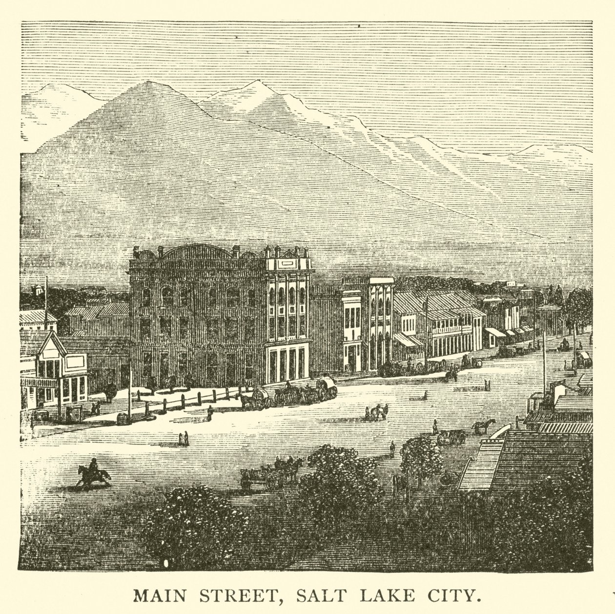 Rua principal, Salt Lake City (gravura) de American School