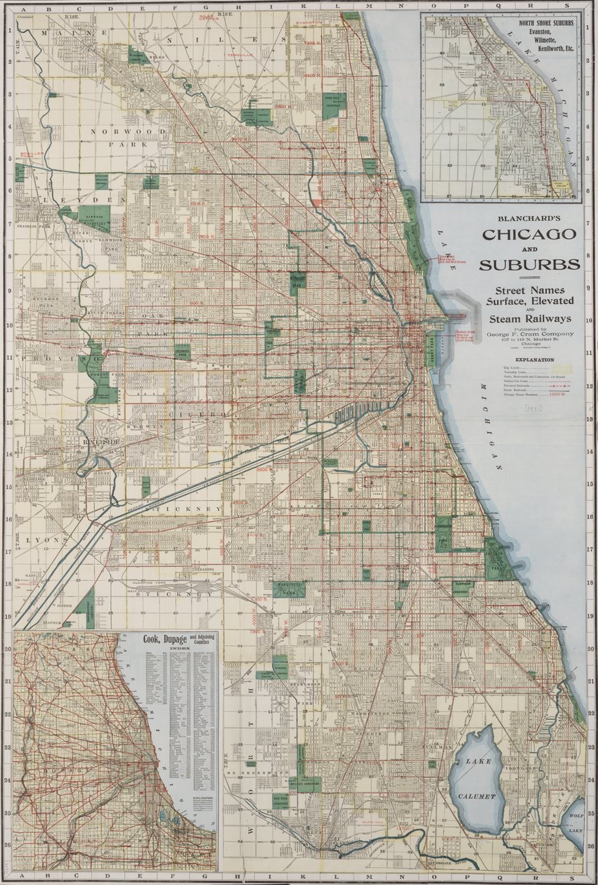 Mapa de Chicago e subúrbios de American School
