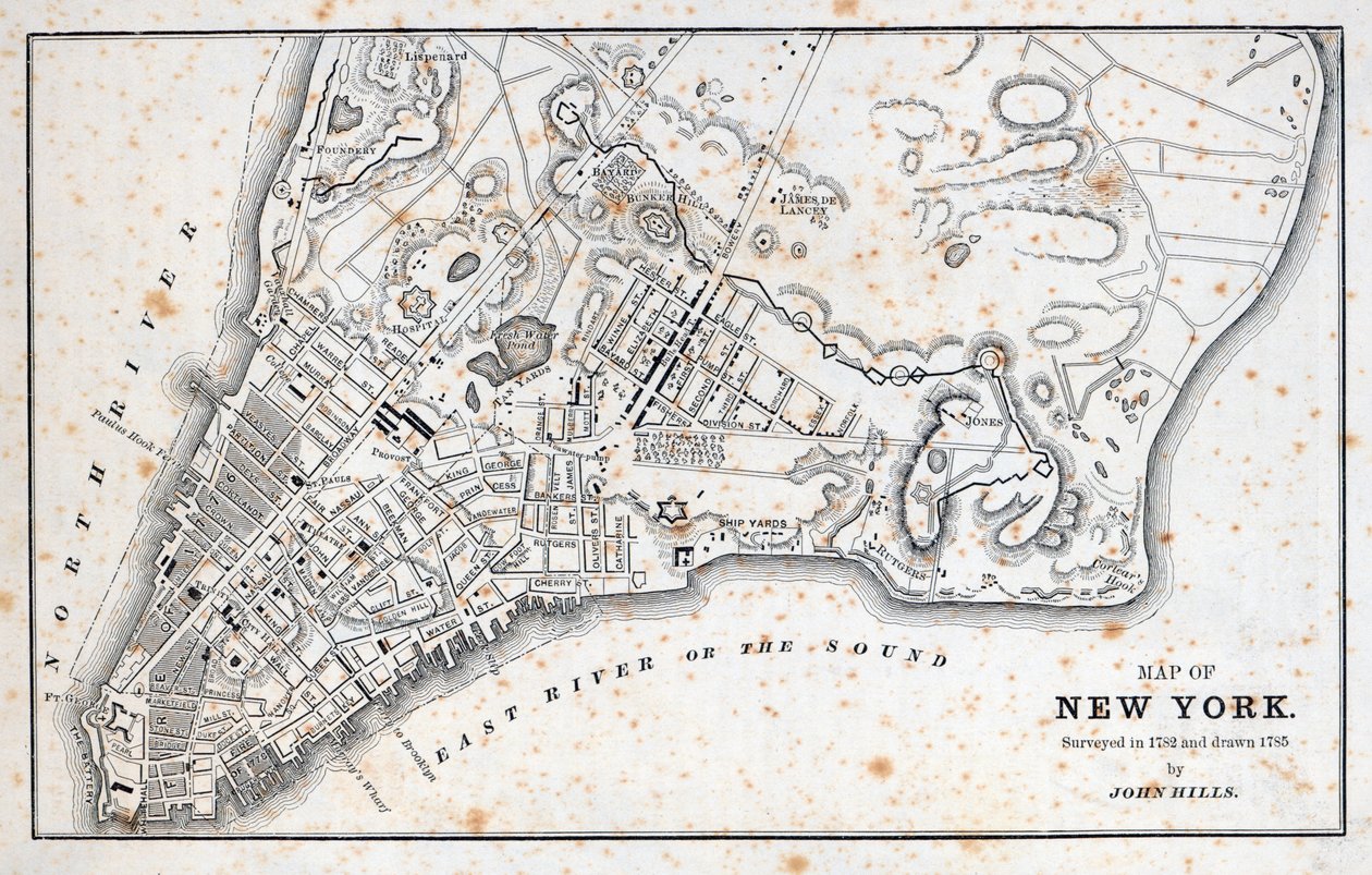 Mapa de Nova Iorque (litho) de American School