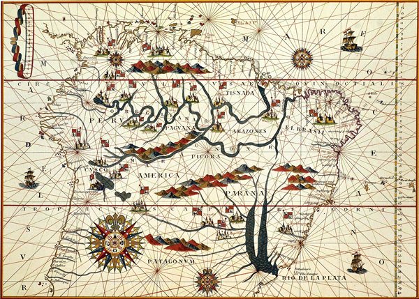 Mapa da América do Sul em 1582 de American School