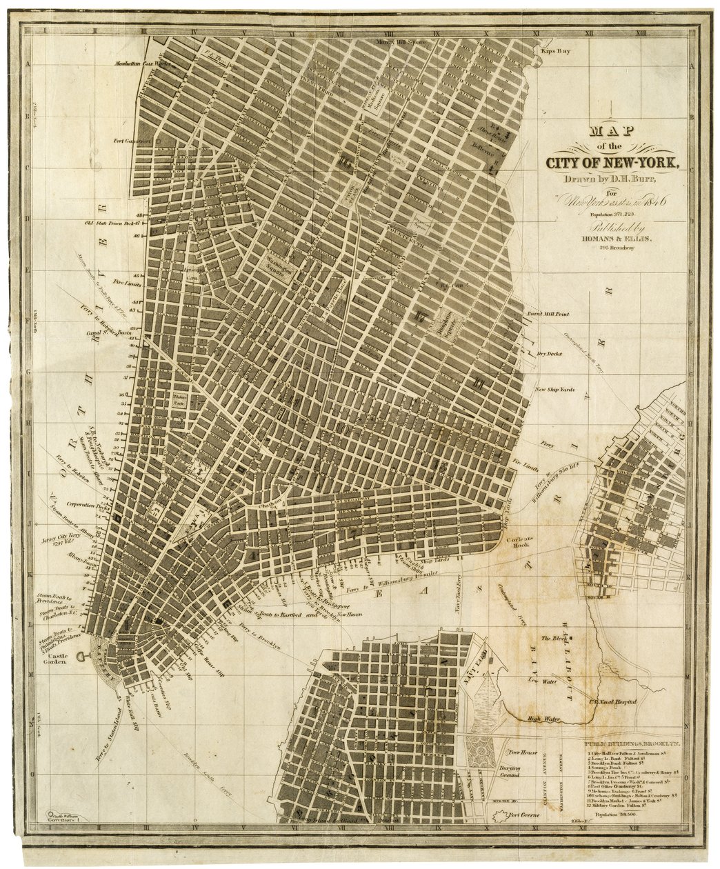 Mapa da Cidade de Nova Iorque [em Manhattan, tão ao norte quanto a 36th Street] de American School