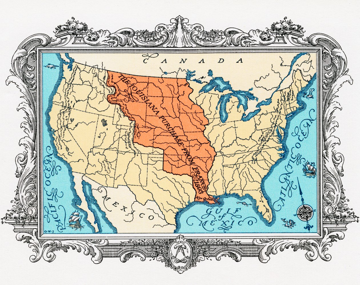 Mapa da compra do Louisiana de American School
