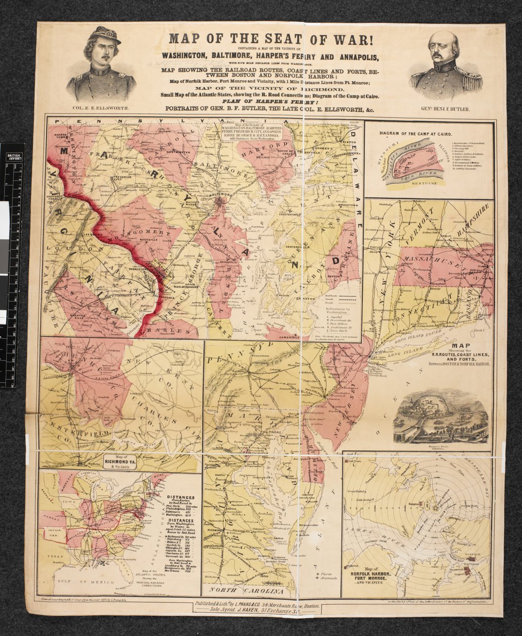 Mapa da sede da guerra. Contendo um Mapa das proximidades de Washington, Baltimore, Harper