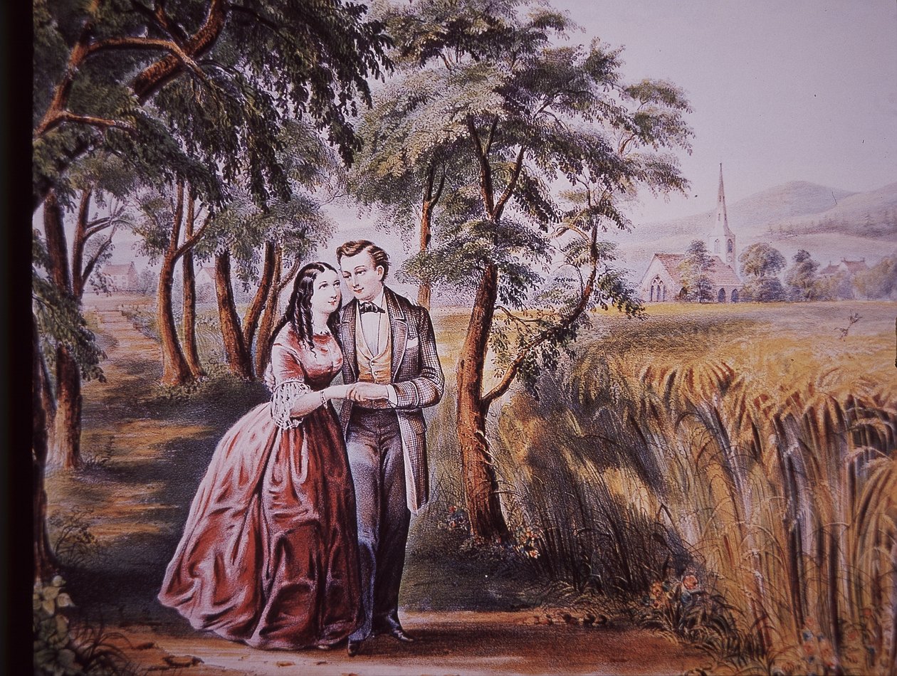 Proposta de casamento, início do século XIX (cor litho) de American School