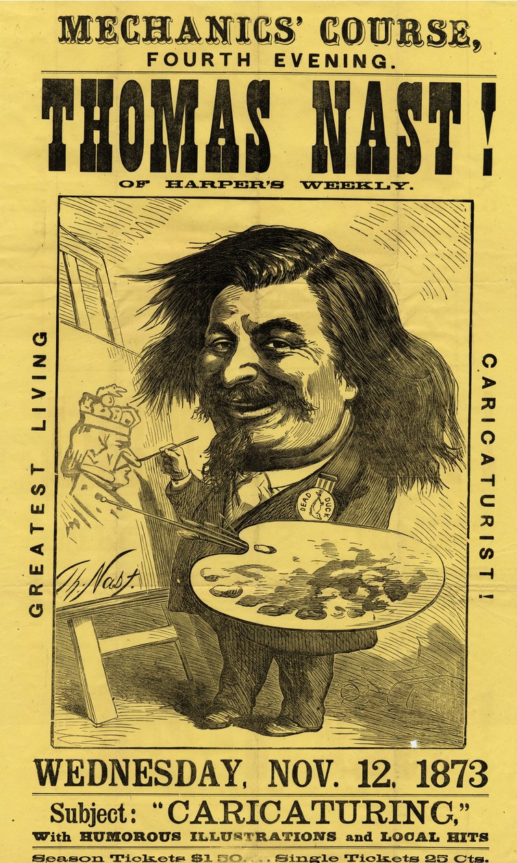Curso de Mecânica, quarta noite. Thomas Nast !, publicado por Currier & Ives, 1873 de American School