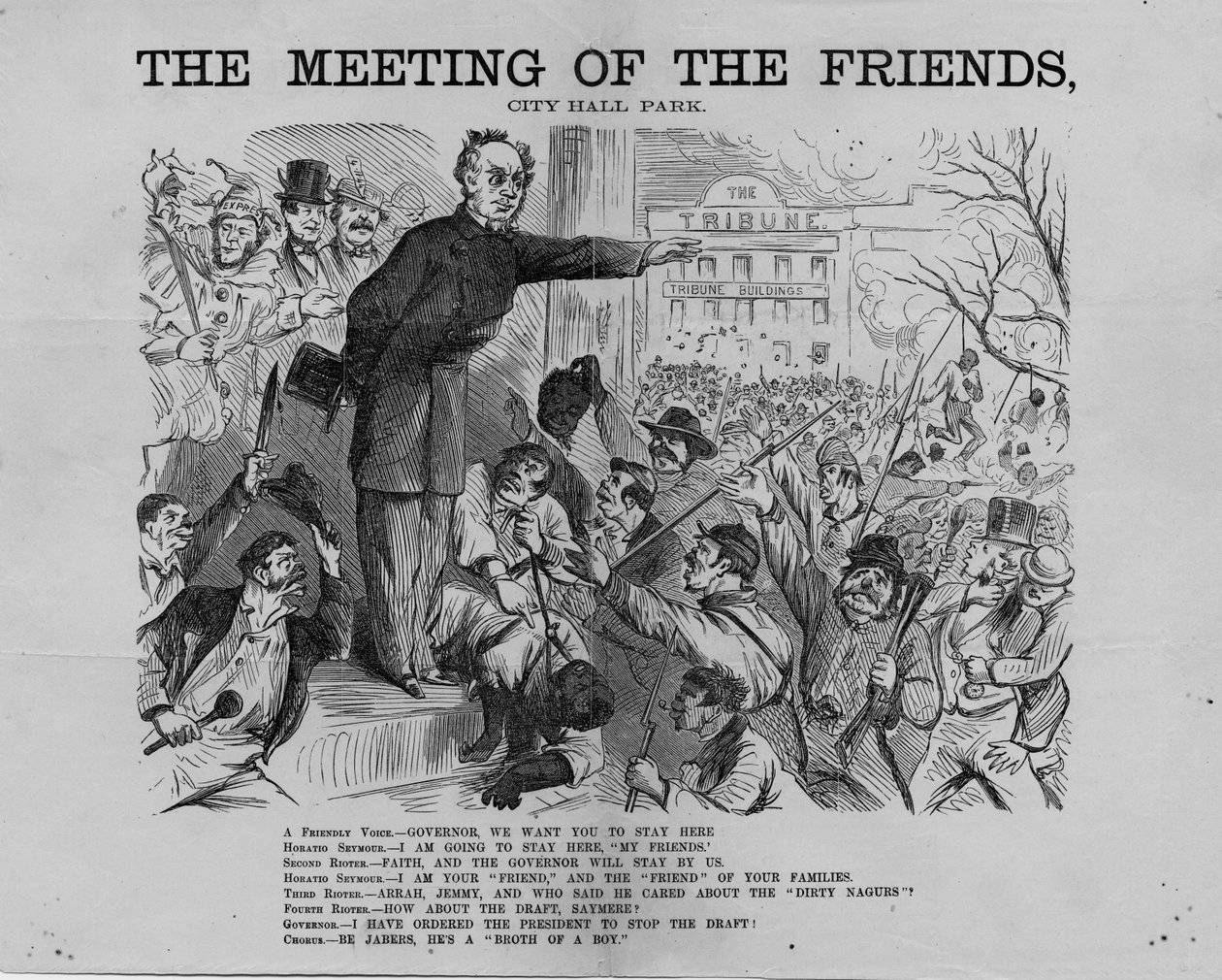 Encontro dos amigos, City Hall Park, publicado por HL Stephens, Nova York, c.1863 de American School