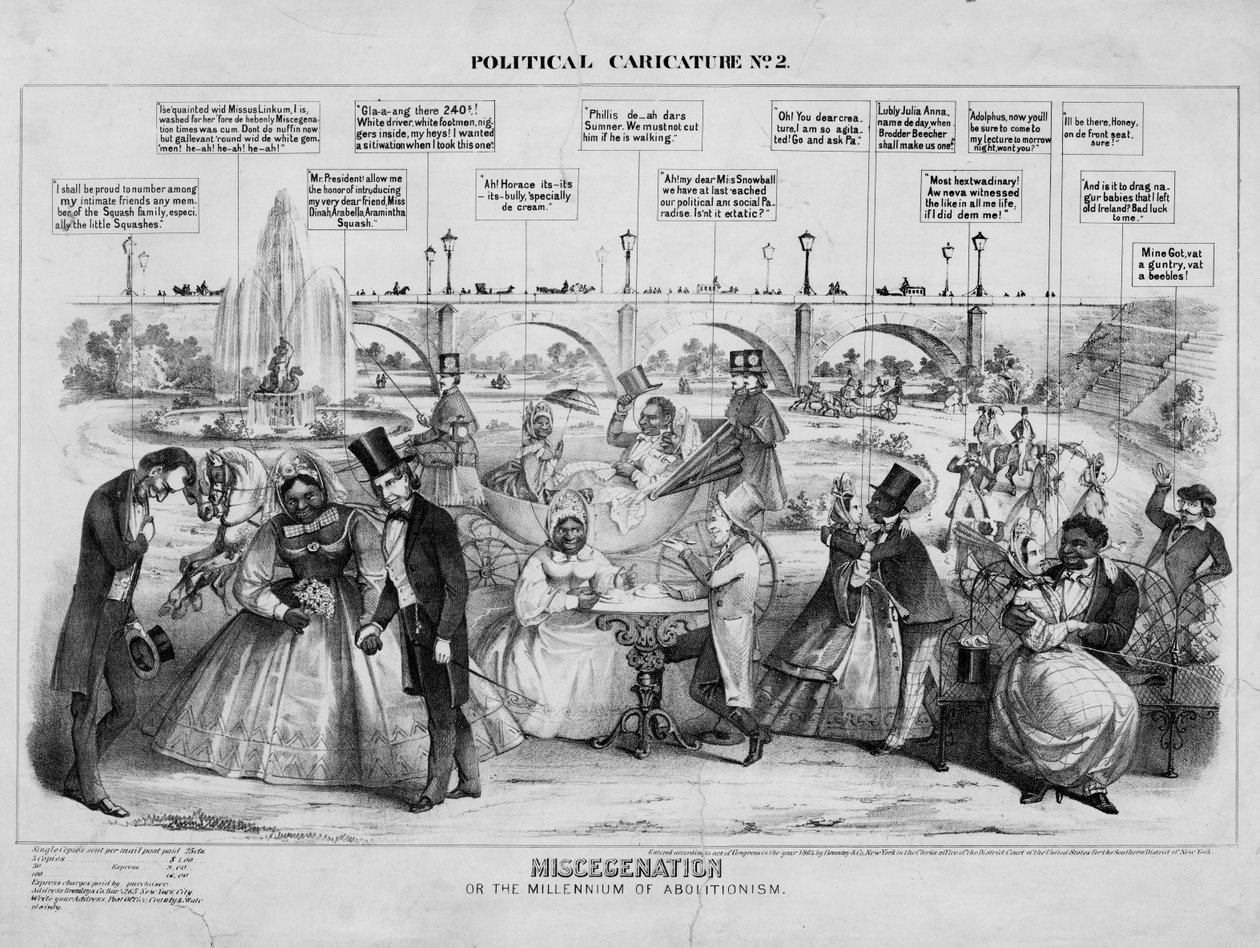 Miscigenação, ou, O milênio do abolicionismo, publicado pela Bromley & Co., Nova York, 1864 de American School