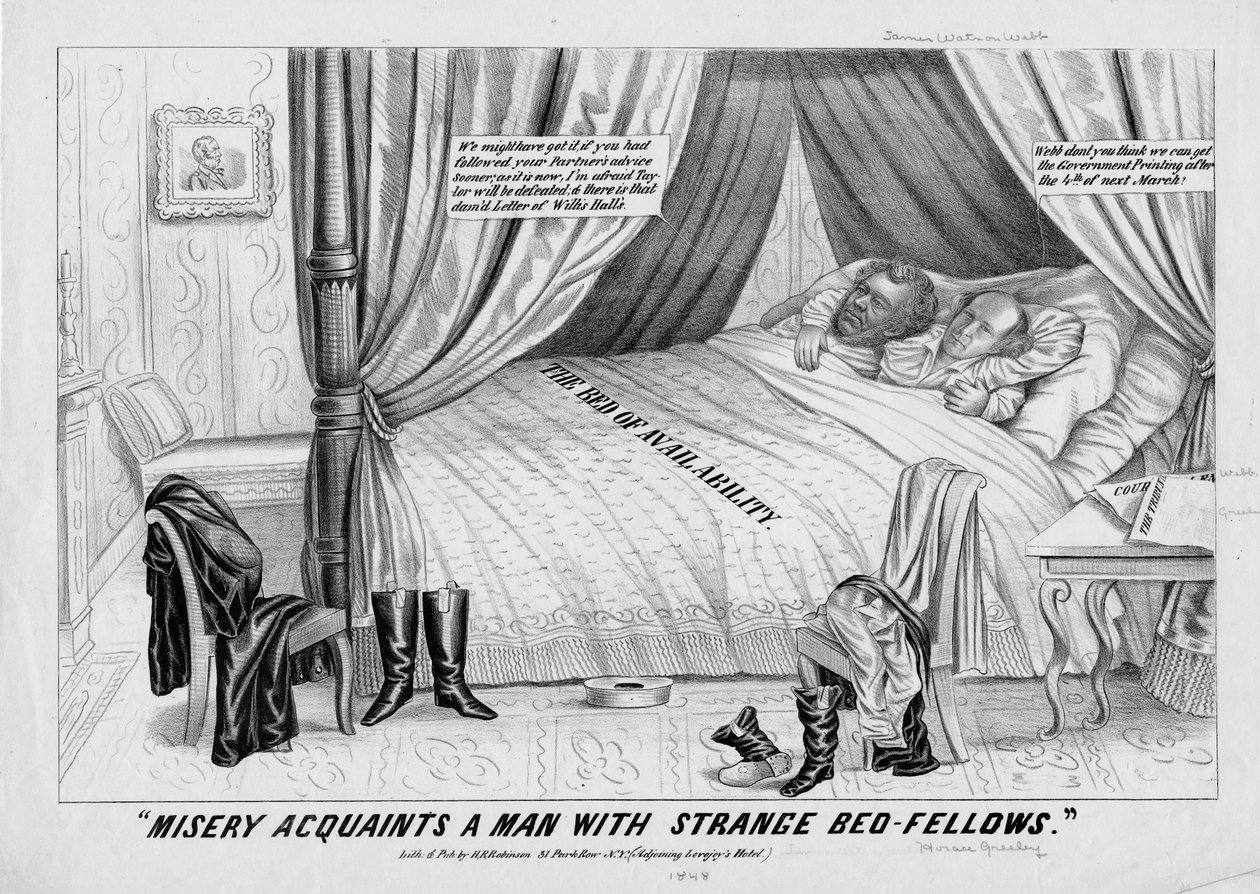 A miséria familiariza um homem com leigos estranhos, publicado por HR Robinson, Nova York, 1848 de American School