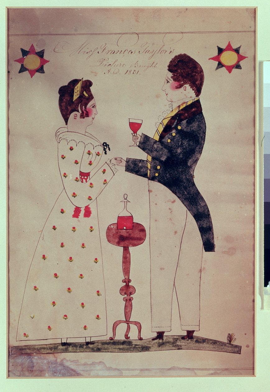 Miss Francis Taylor e Fiance, 1831 (wc no papel) de American School