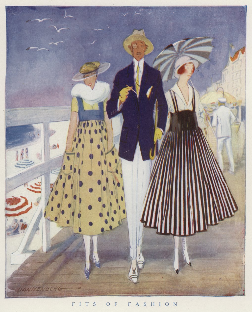 Gozar com as modas dos homens e das mulheres (litografia a cores) de American School