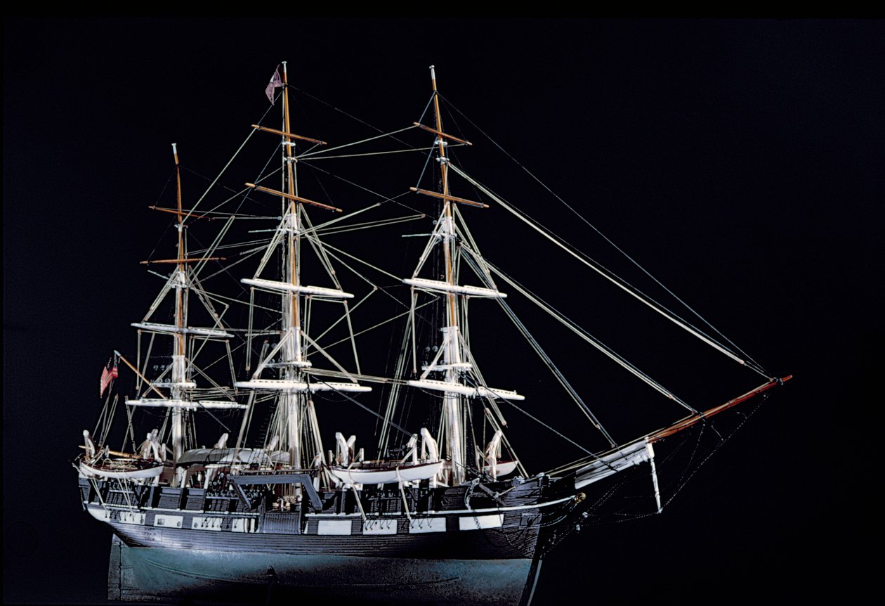 Modelo de um navio baleeiro do século XVIII (madeira) de American School