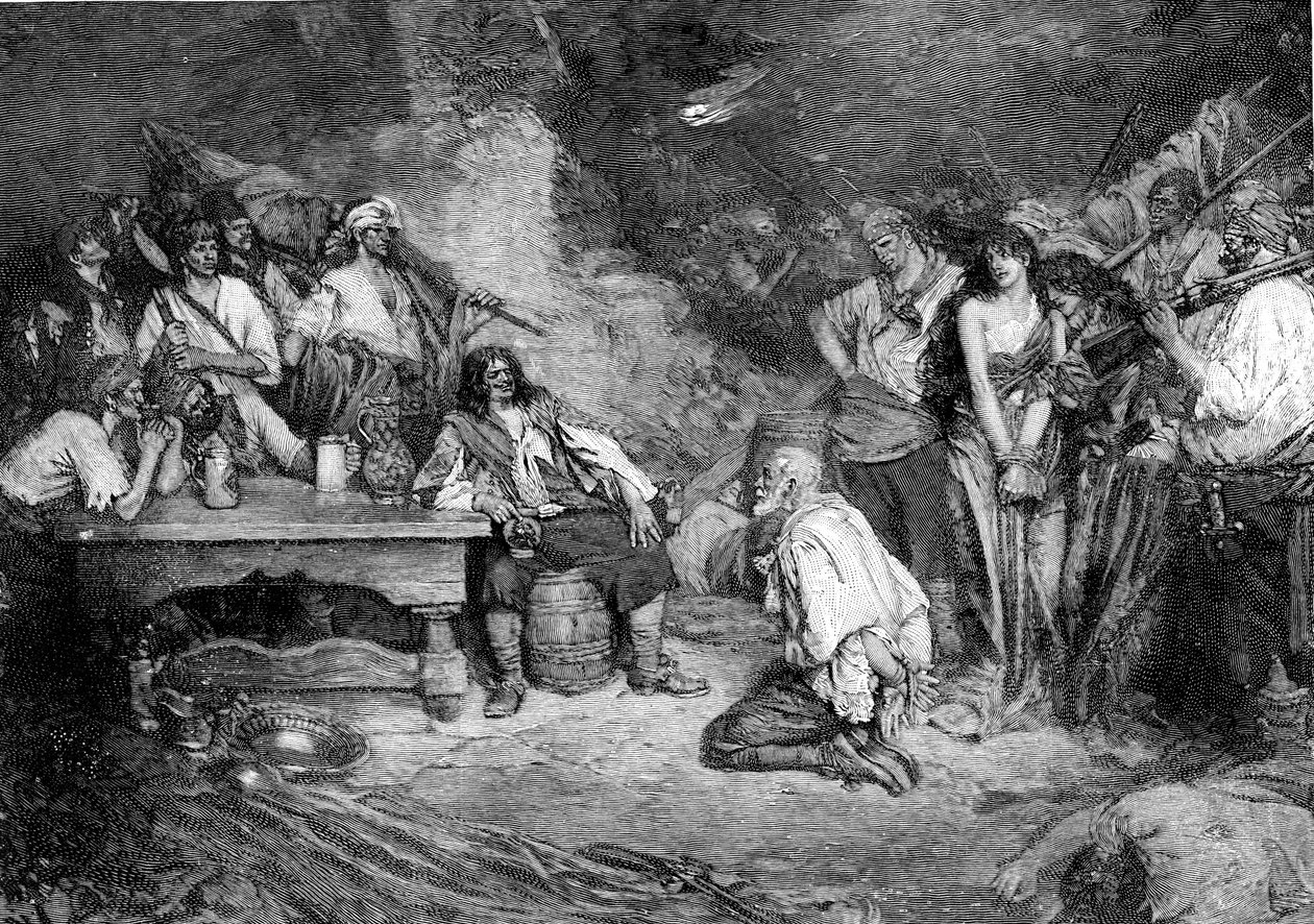 Morgan em Porto Bello, depois de “Bucaneiros e Marooners of the Spanish Main”, de Howard Pyle de American School