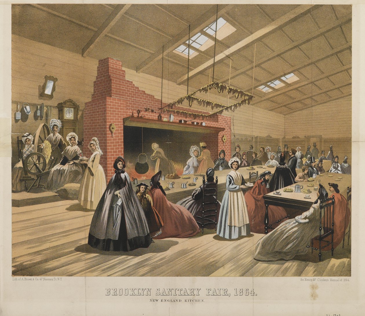 New England Kitchen, Feira Sanitária de Brooklyn, 1864 de American School