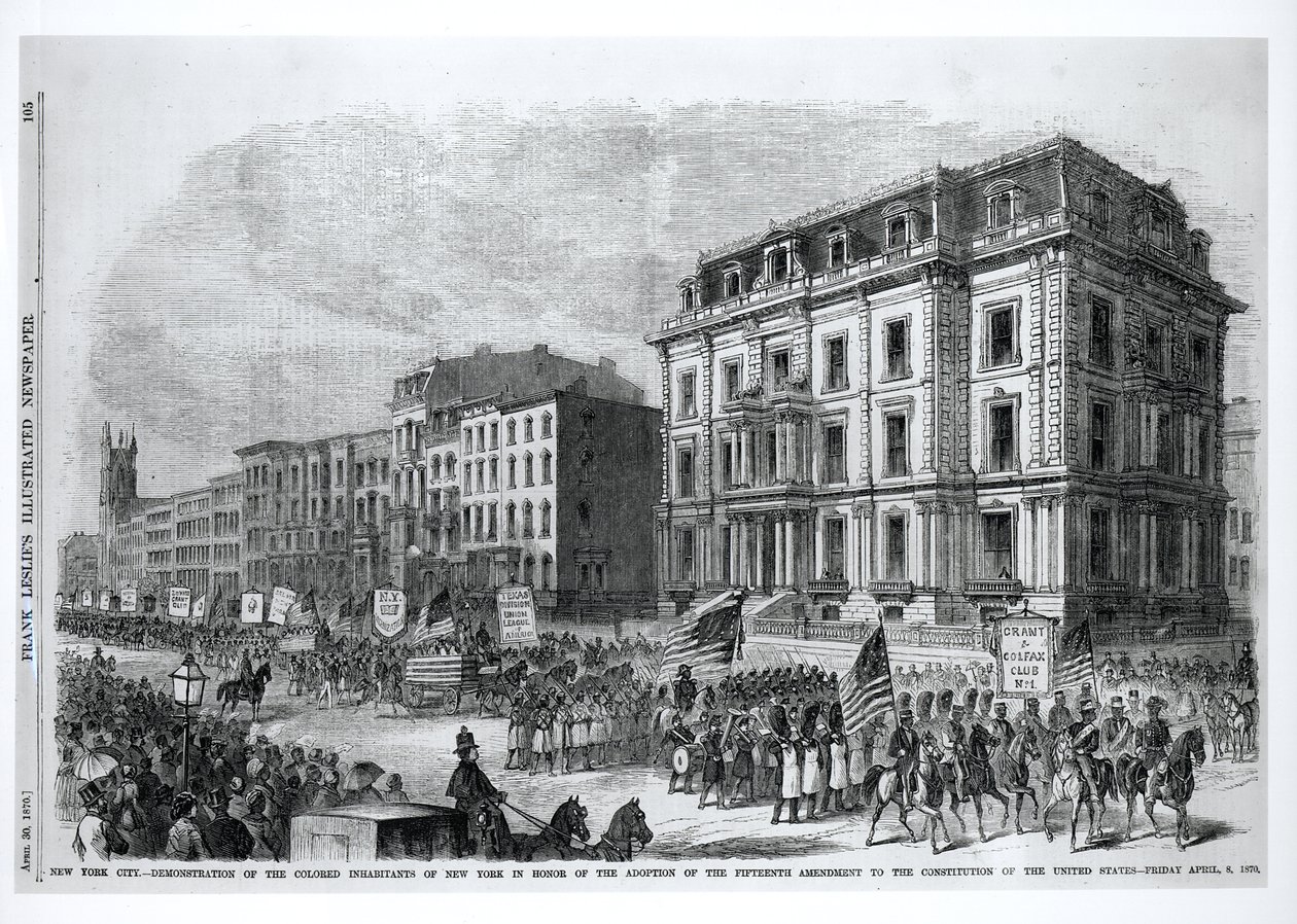 Cidade de Nova Iorque: Demonstração dos Habitantes Coloridos de Nova Iorque em Honra à Adoção da Décima Quinta Emenda à Constituição dos Estados Unidos, 8 de abril de 1870, do 