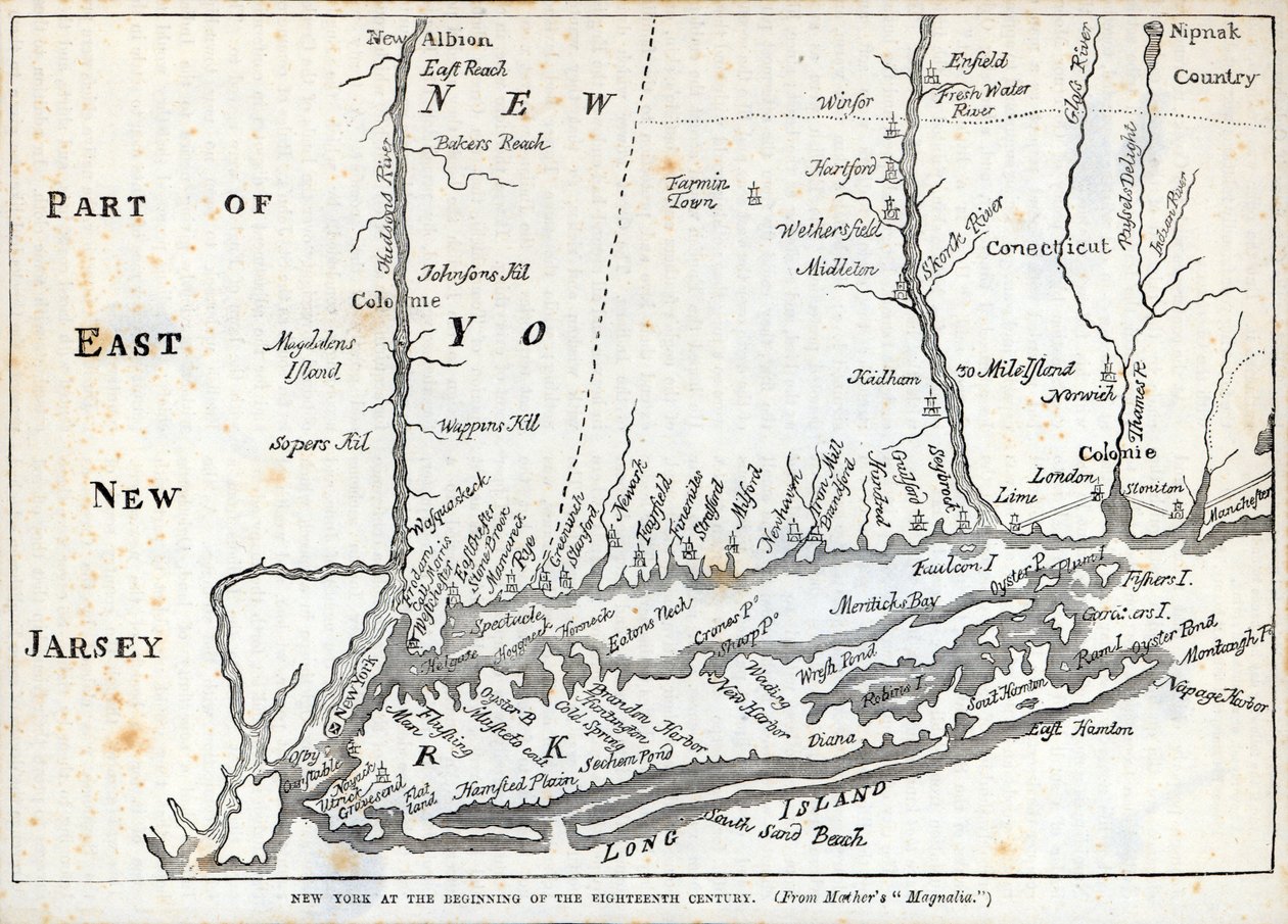 Nova York no início do século XVIII (litho) de American School