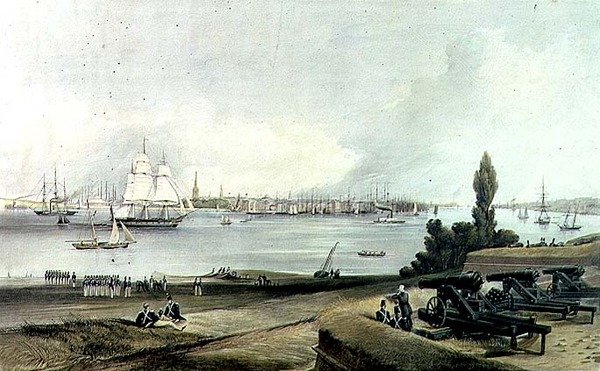 Nova Iorque a partir do ângulo noroeste de Fort Columbus de American School