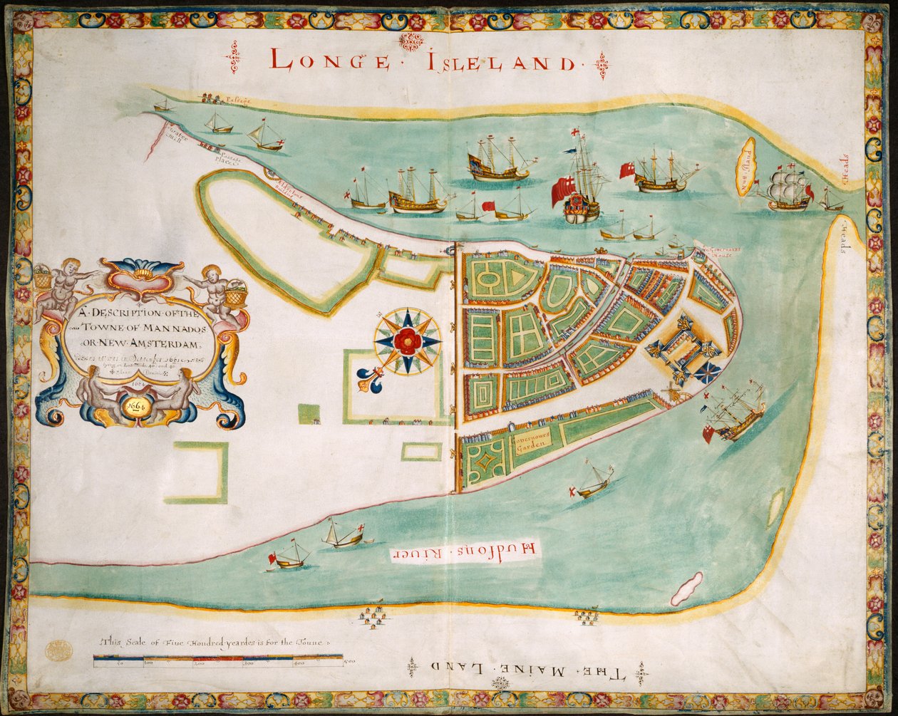 Nova York: plano de Manhattan, Long Island, Rio Hudson e Nova Amsterdã de American School