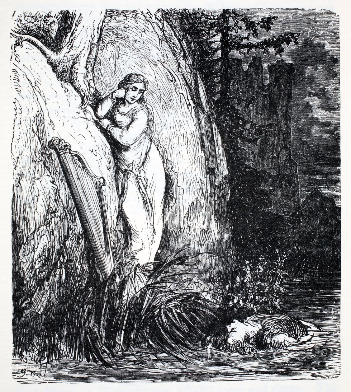 Nixes, do guia do mundo aos gnomos, fadas, elfos e outras pessoas pequenas por Thomas Keightley (1789-1872) publicado em 1880, (BW gravura) de American School