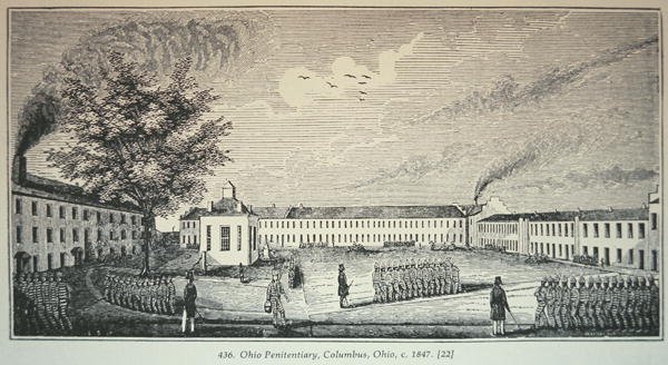 Penitenciária de Ohio, Columbus, Ohio, c.1847 (gravura) de American School