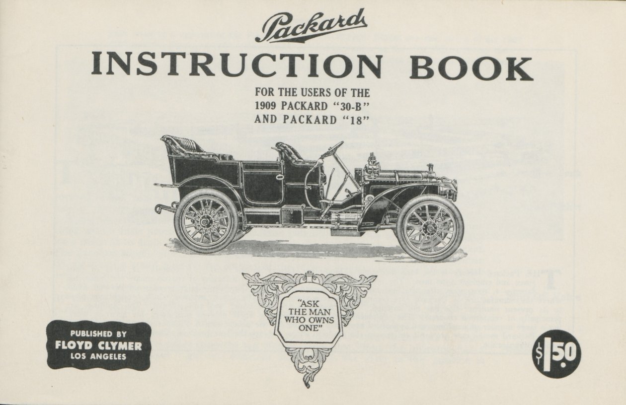 Livro de Instruções Packard para os Usuários do Packard 30-B 19 e Packard 18, 1909 de American School