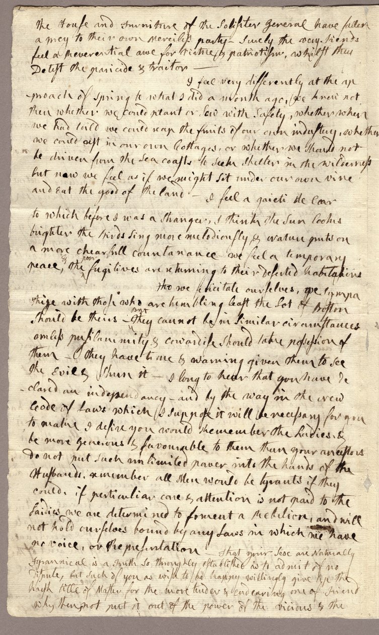 Página 2, Carta de Abigail Adams a John Adams, 31 de março a 5 de abril de 1776 de American School